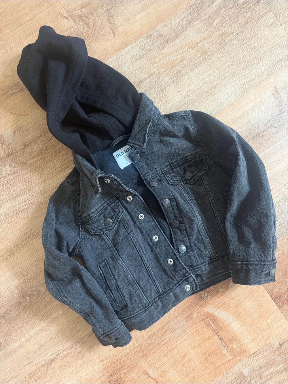 *Like New* Old Navy Boys 5T Black Denim Jacket with Fleece Hoodie